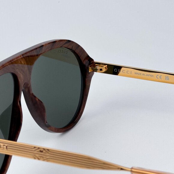 Gucci Men BRAND NEW Sunglasses Black Gold Havana Grey Aviator GG1515S 001 - Picture 8 of 11